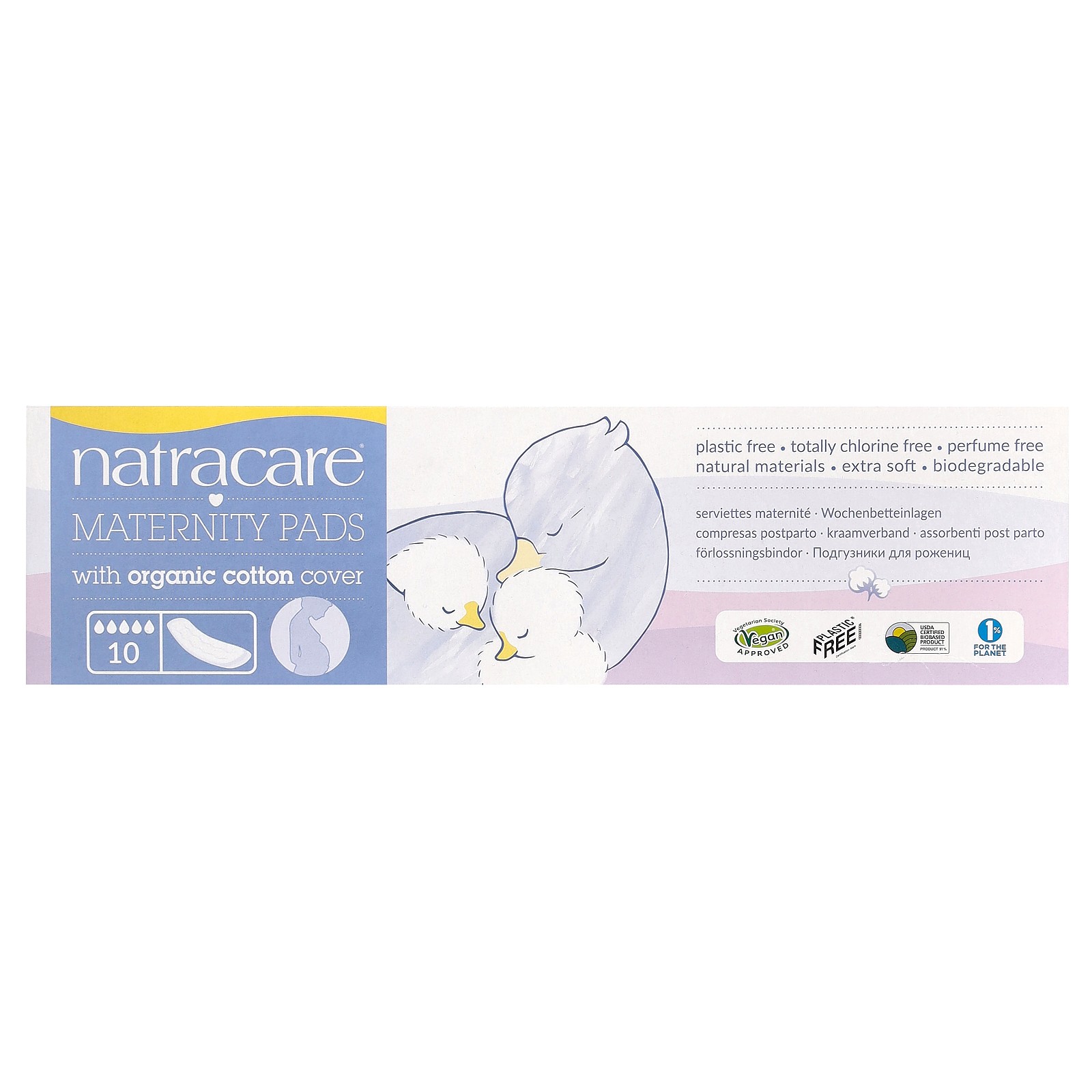 Maternity Pads with Organic Cotton Cover, 10 Pads