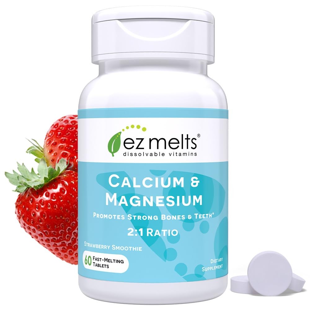 EZ Melts Calcium & Magnesium – Daily Supplement for 60 Count (Pack of 1)