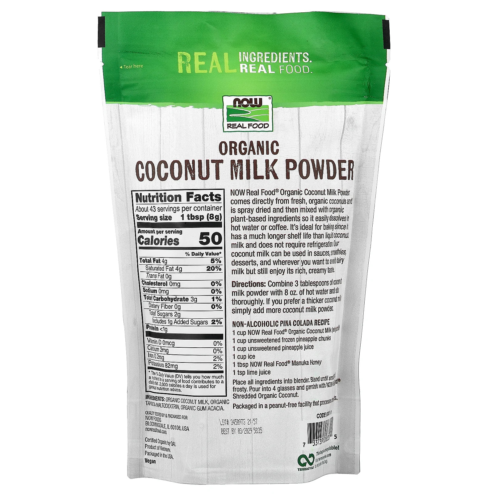 Real Food, Organic Coconut Milk Powder, 12 oz (340 g)