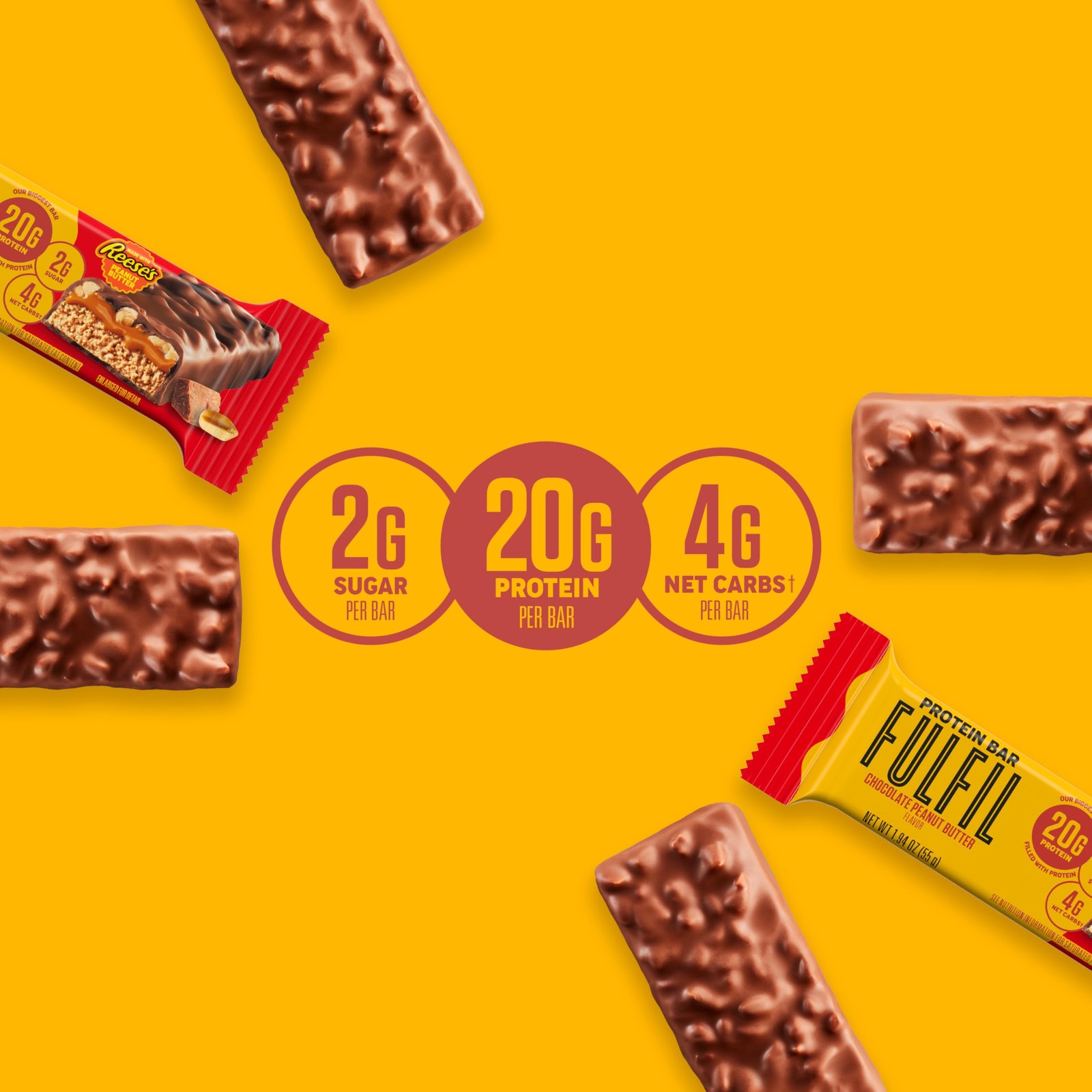 FULFIL Chocolate Peanut Butter Flavored Protein Bar 20g (Pack of 12)