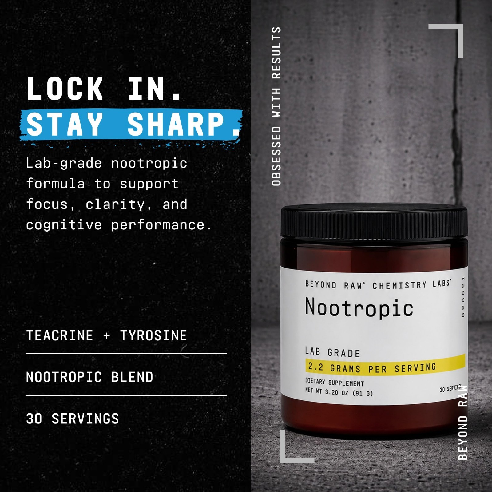 Nootropic Powder for Cognitive Enhancement & Memory Support, 30 Servings