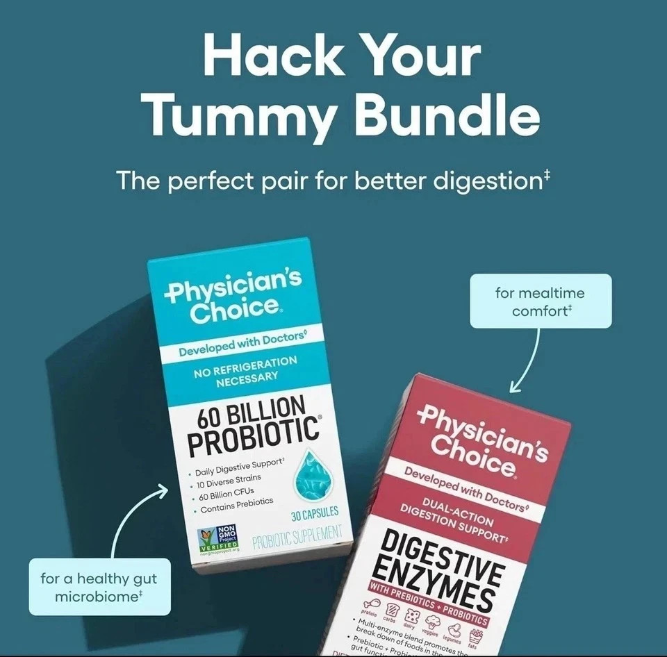 Physician’s Choice 60 Billion Probiotic & Digestive Enzymes package USA SELLER-+