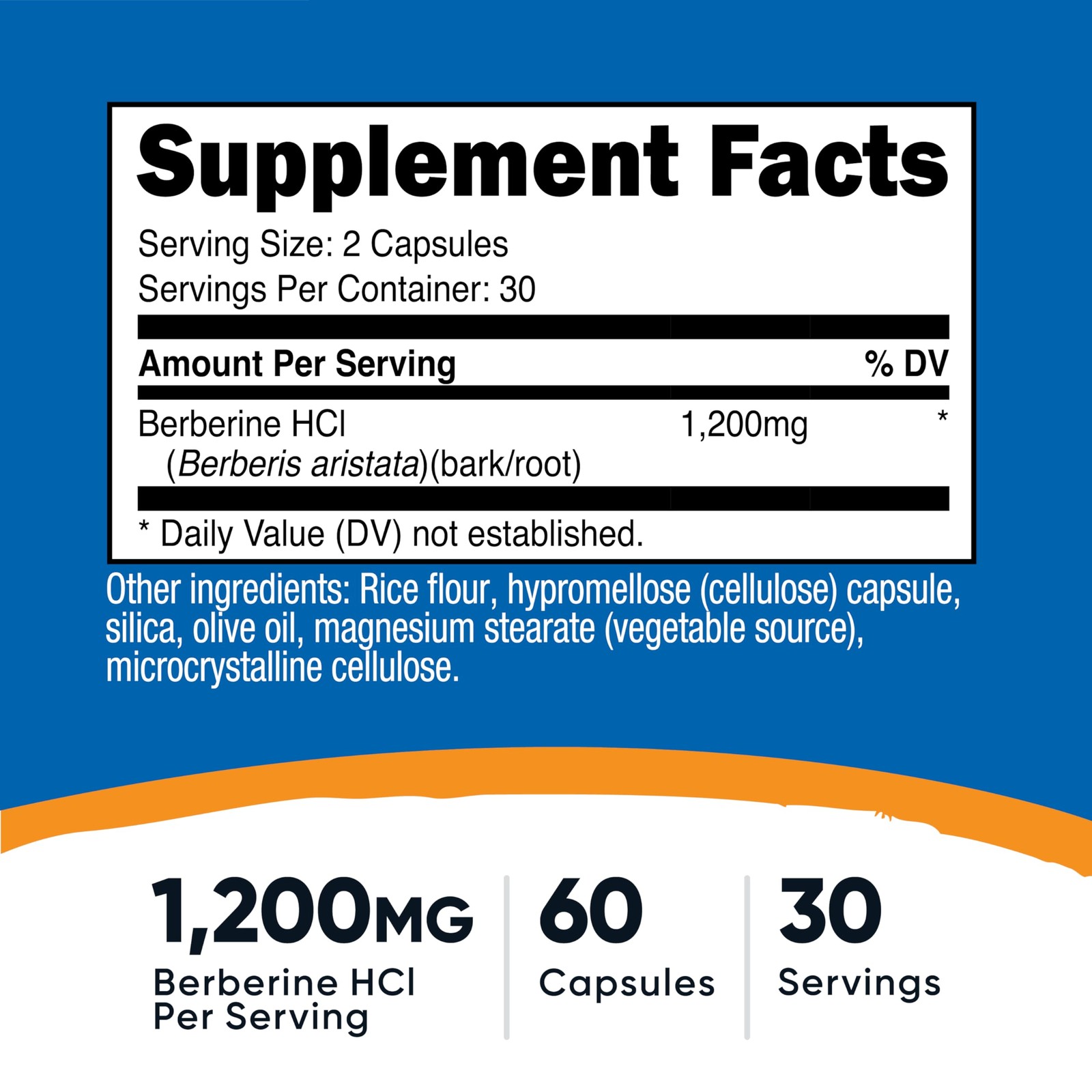 Nutricost Berberine HCl (1,200mg) 60 Capsules, 30 60 Count (Pack of 1)