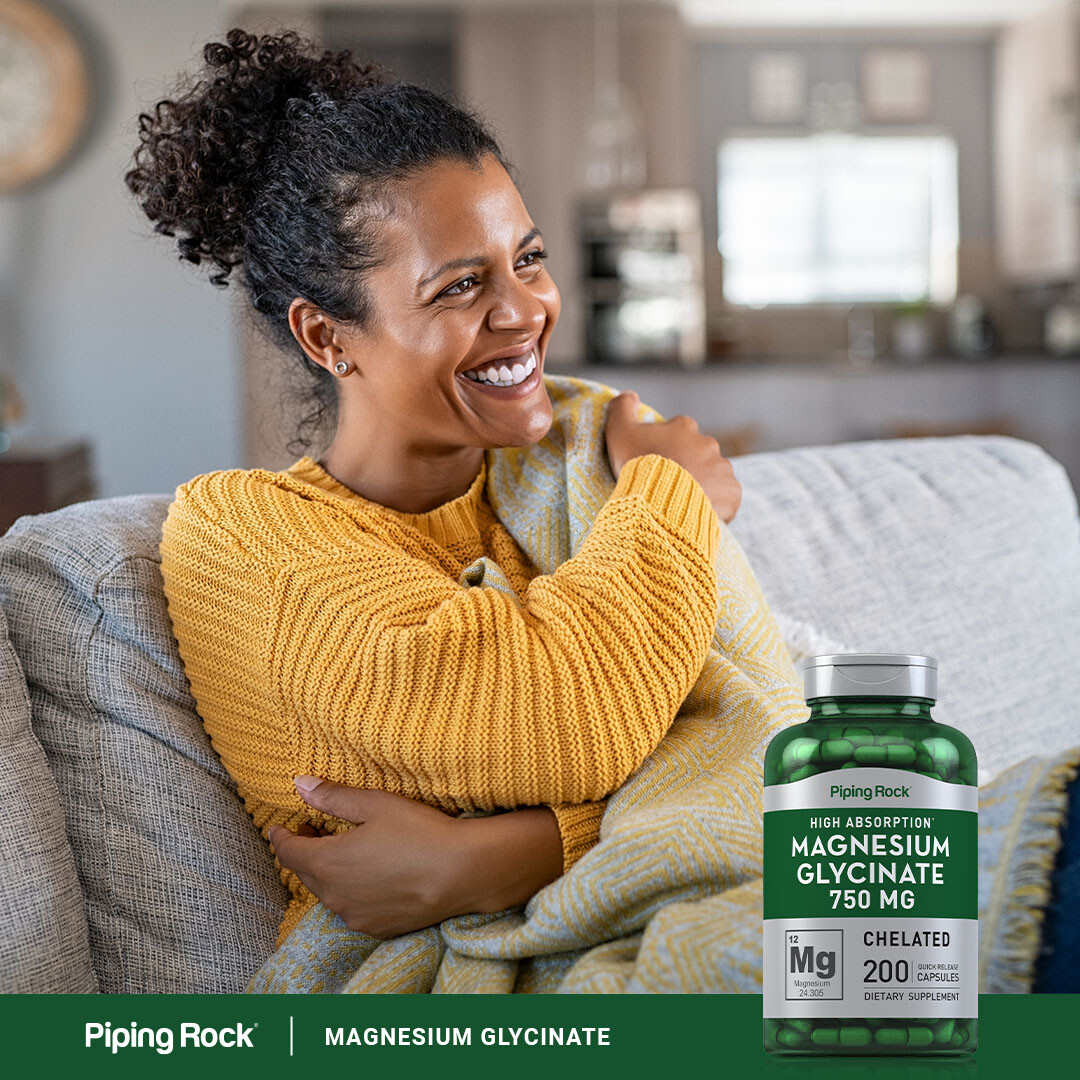 Magnesium Glycinate Capsules | 750mg | 200 Count | by Piping Rock