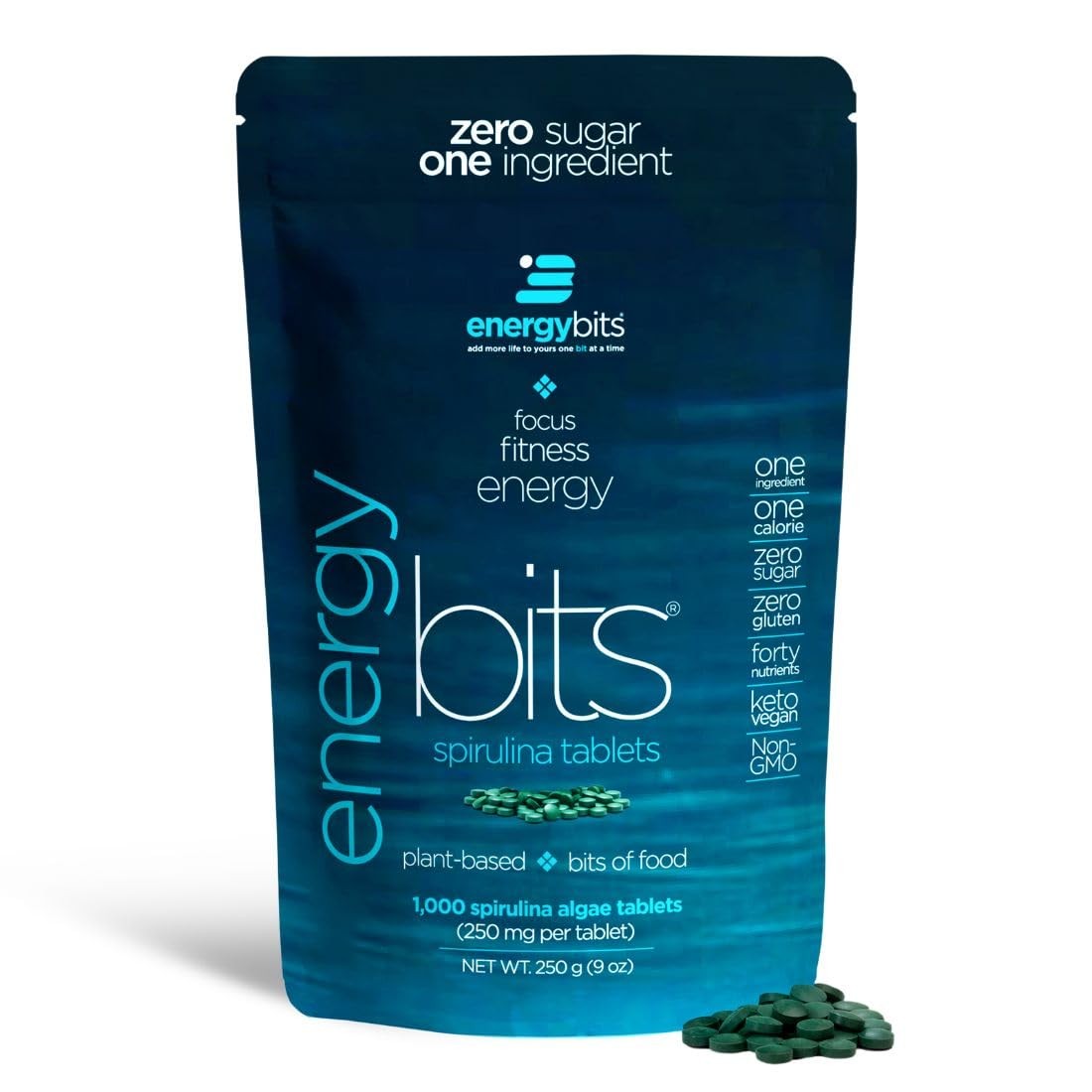 ENERGYBITS – Organic Spirulina Tablets – Plant-Based Algae Superfood – for Fo…