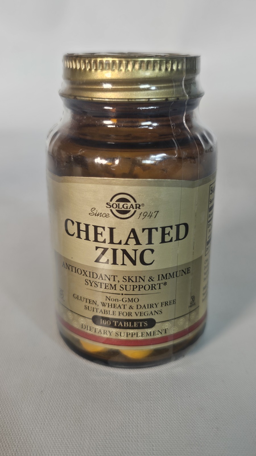 Solgar Chelated Zinc 100 Tablets. Exp: 10/2027