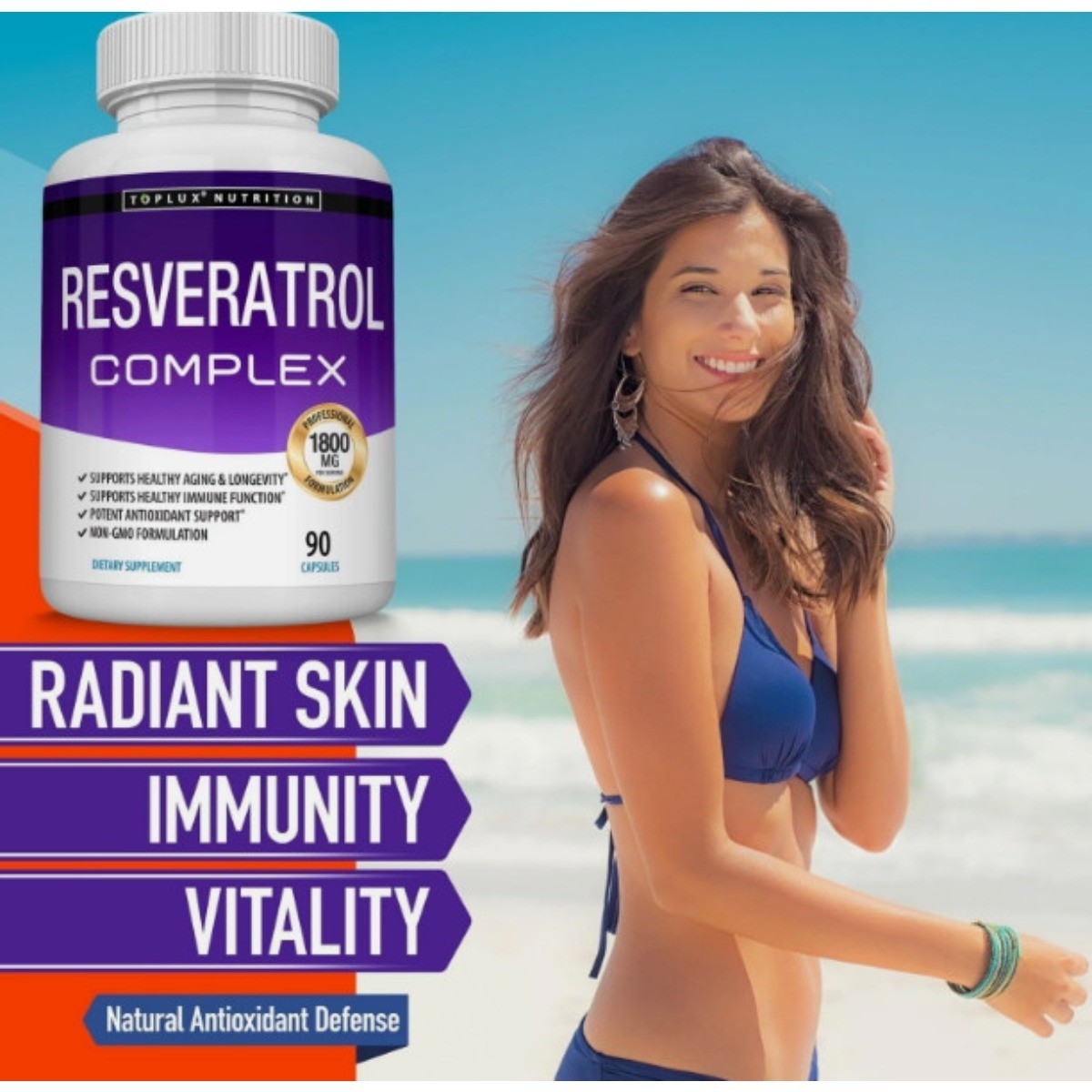 Resveratrol Supplement 1800 mg Antioxidant Formula – Highly Potent Organic Pills