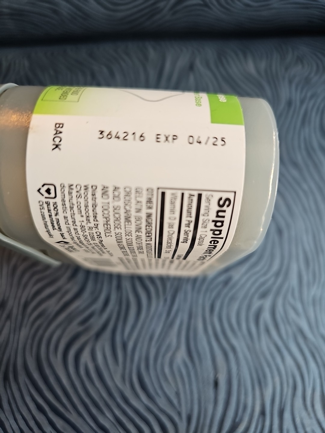 CVS Quick Serve Vitamin D3 60 Capsules Exp. O4/2025
