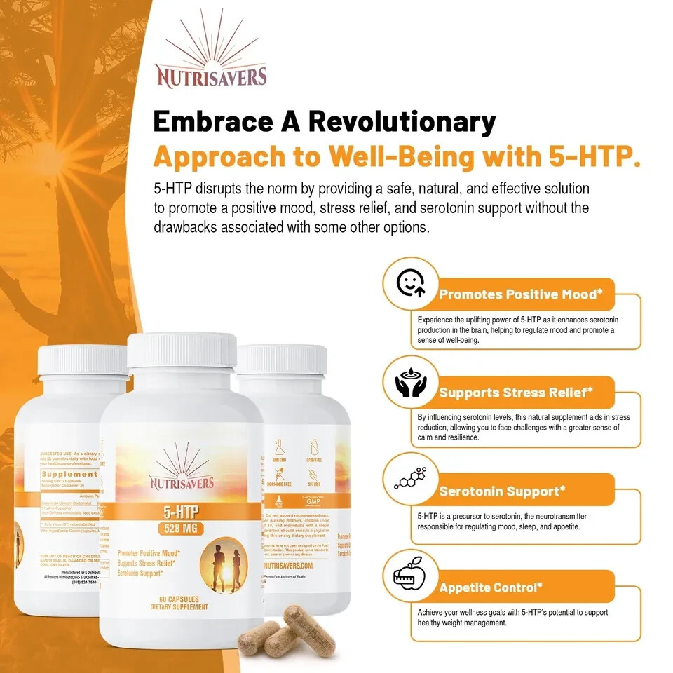 5-HTP Serotonin Sleep reduce Stress weight loss 5-Hydroxytryptophan 180 CAPS
