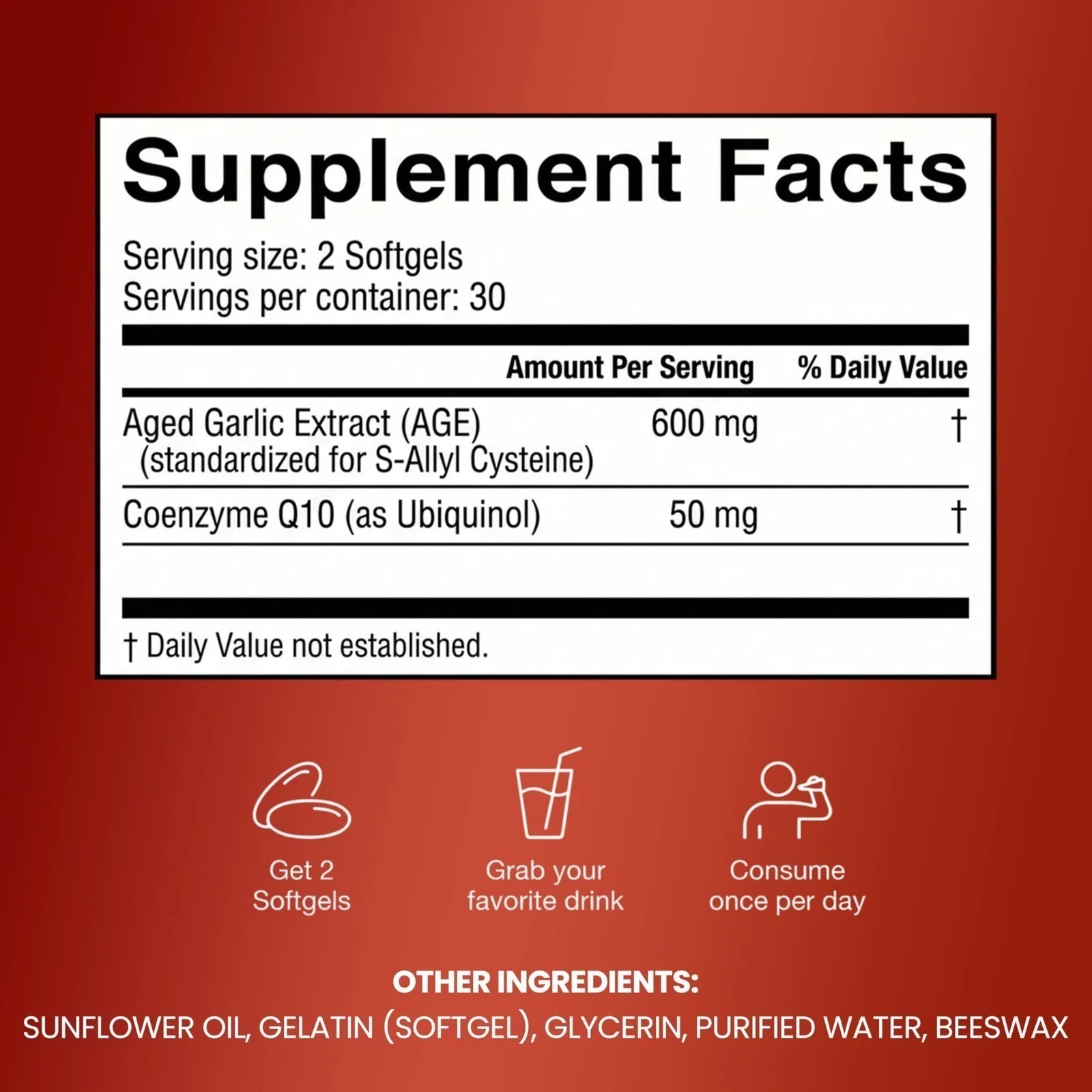2Pack Resilia Garlic Extract 1200mg Softgels – Odorless Aged Garlic Extra..