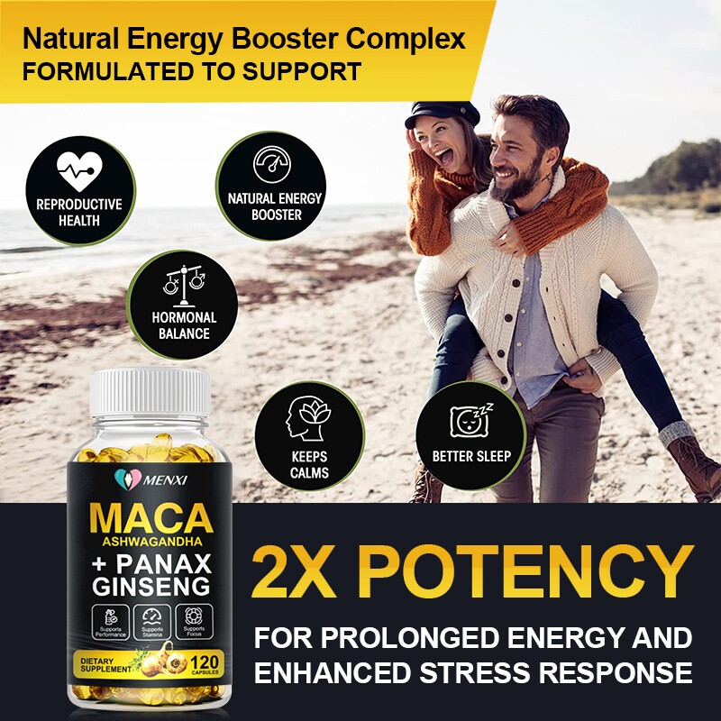 Organic maca root black red yellow 120 capsules maca extreme extract For Men