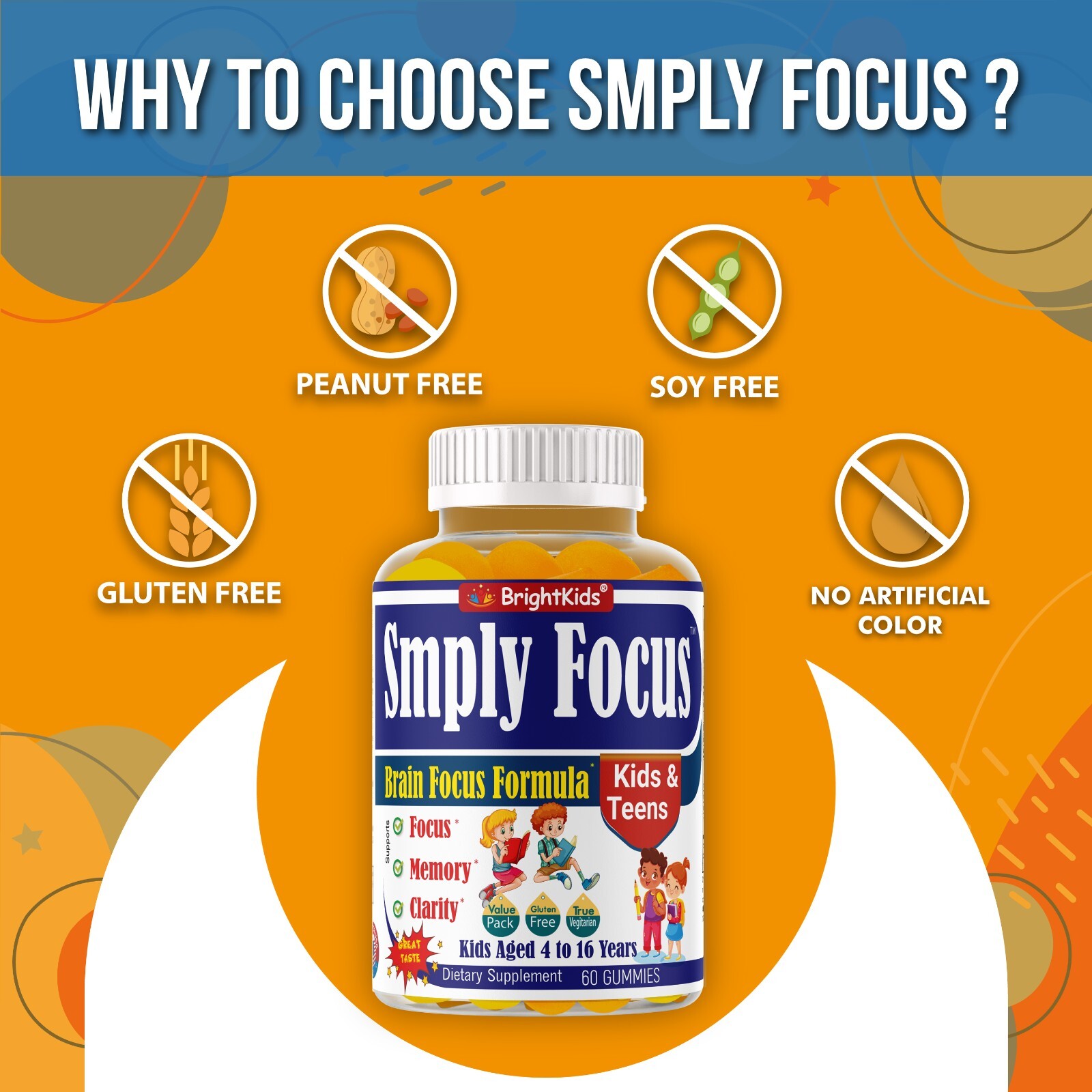 Memory Gummies for Brain Support for Memory, Focus, Concentration, Learning