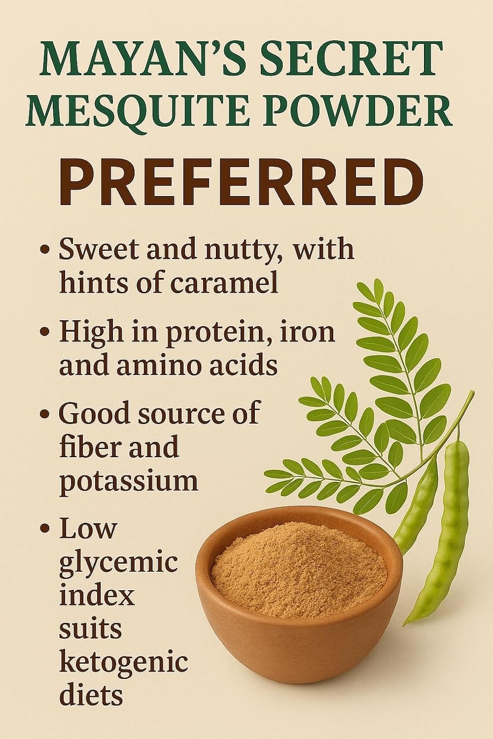 Mesquite Certified Organic Powder 16 oz 454 g Dairy-Free, Gluten-Free, Kosher,
