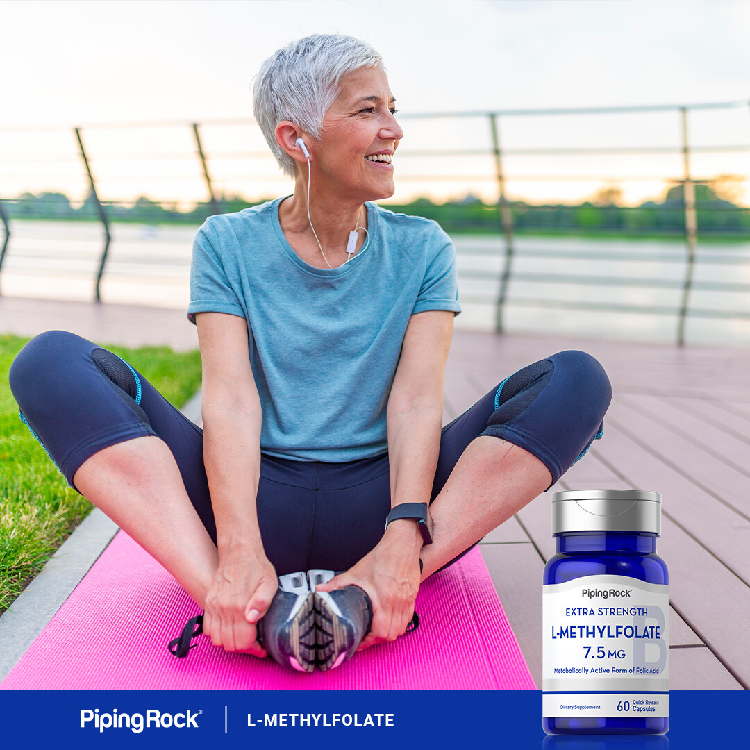 L Methylfolate 7.5 mg | 60 Capsules | Extra Strength | Non-GMO | by Piping Rock