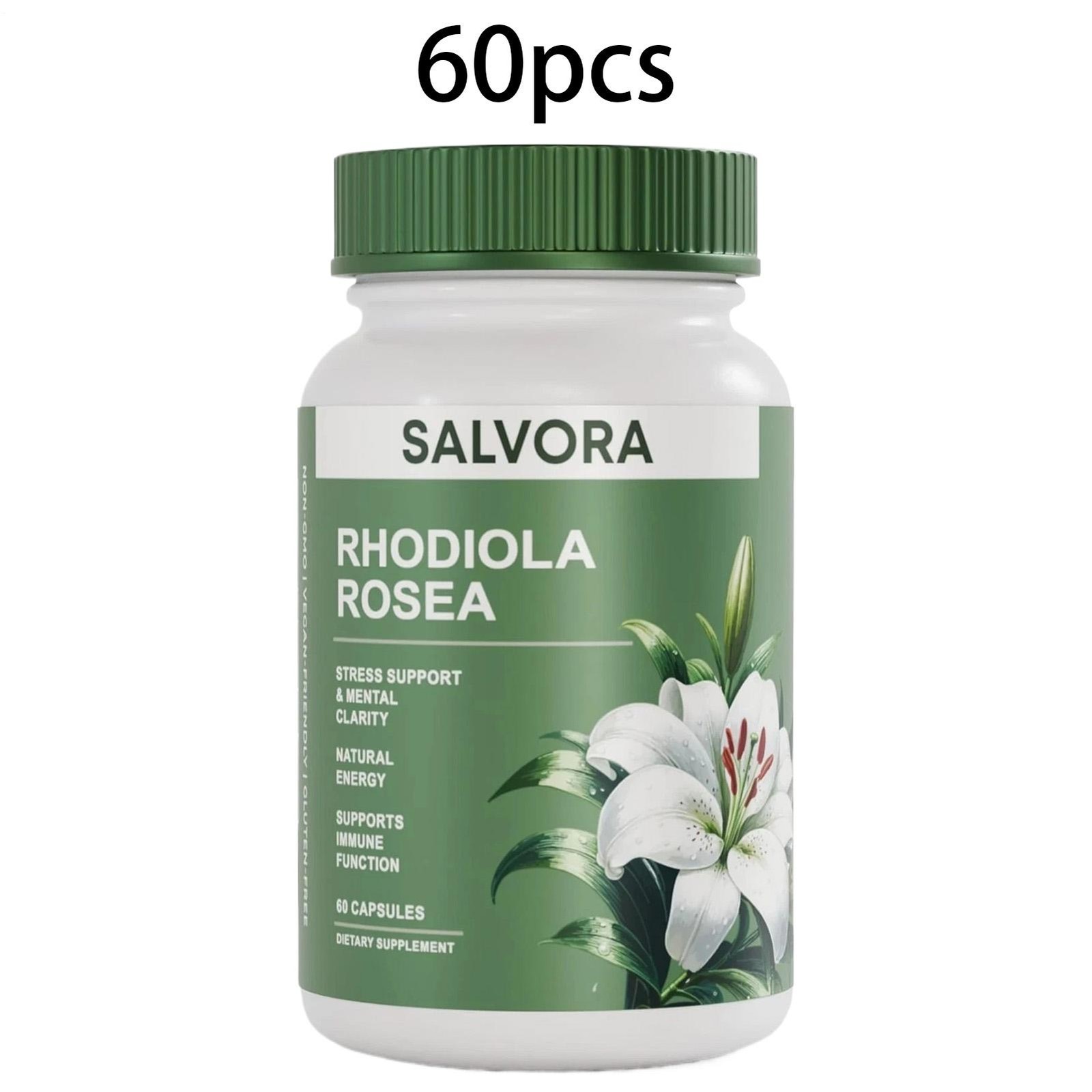 Salvora Rhodiola Rosea Supplement – Golden Root Adaptogen Capsules 60pcs