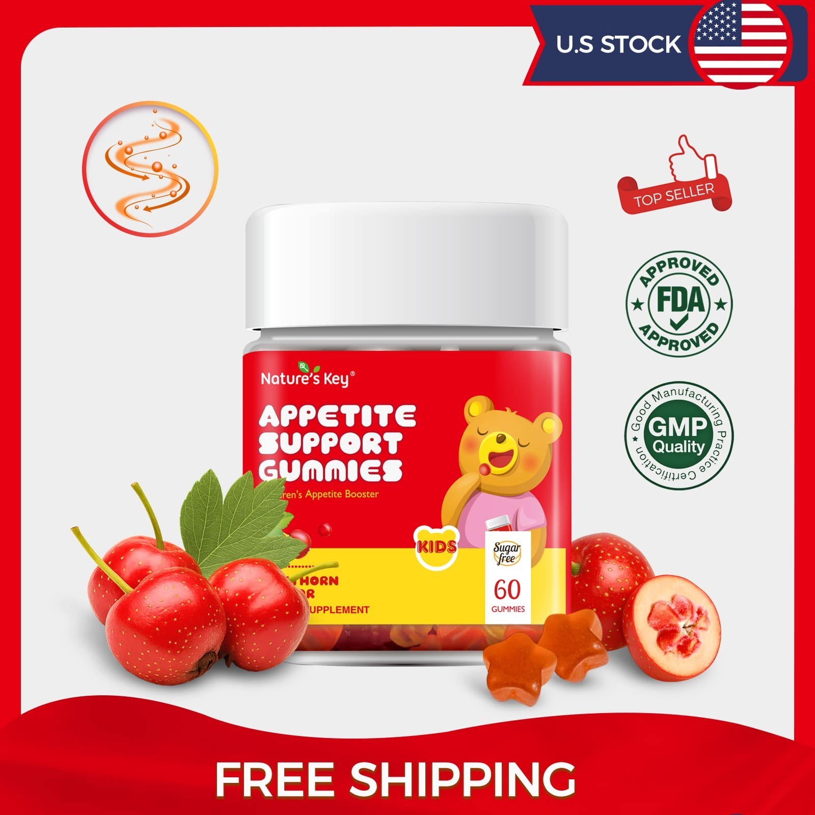 Appetite Booster Gummies Sugar Free 60 Count, Suitable for All Ages 60Ct