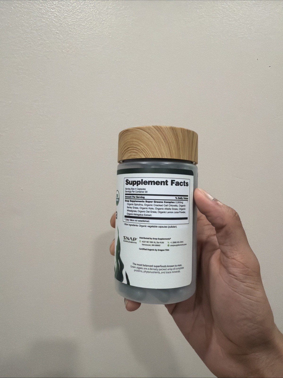 Snap Supplements Organic Spirulina and Chlorella – Protein Rich Blue Green Algae