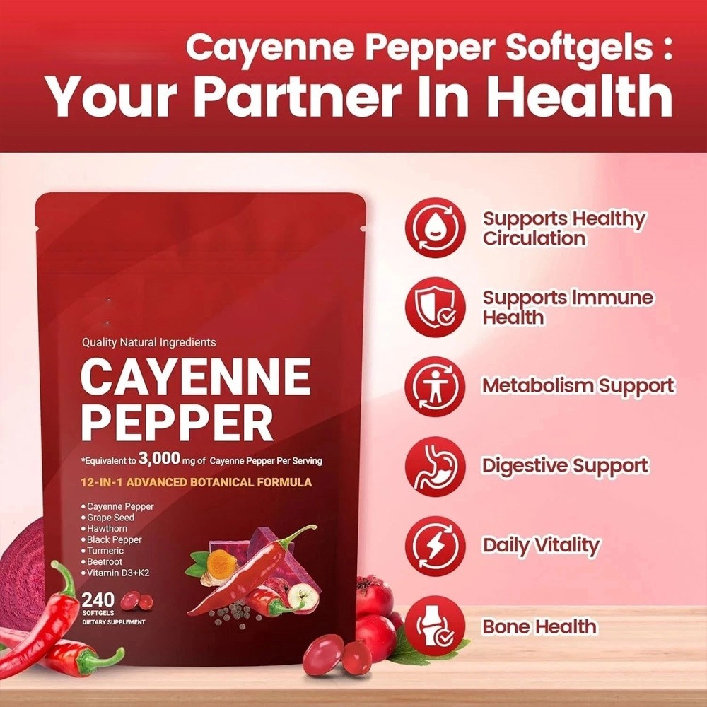 2X Capsaicin Power – Cayenne Pepper Softgels Supplement, Supports Legs Vein Hot
