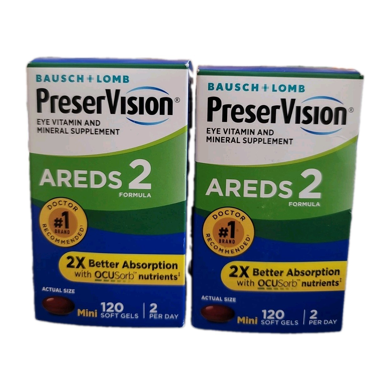2 Pack PreserVision AREDS 2 Formula 120 softgels, Exp:11/2026-NEW!!!