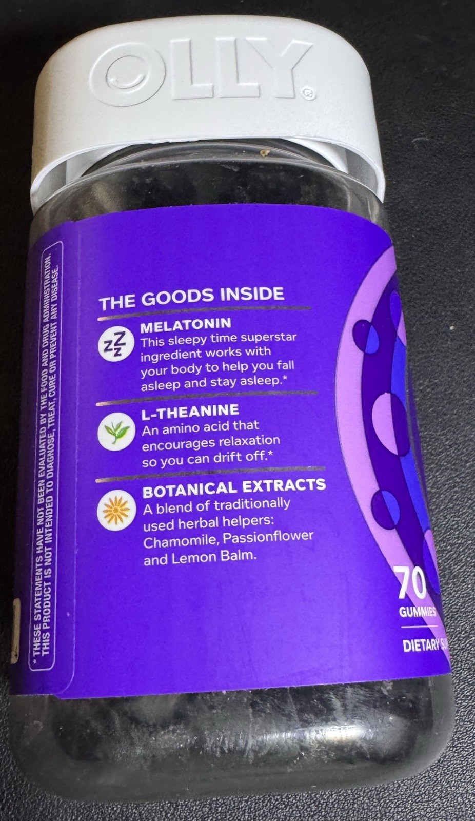 🟢 OLLY Sleep Melatonin Gummy 3mg Blackberry Zen 70ct