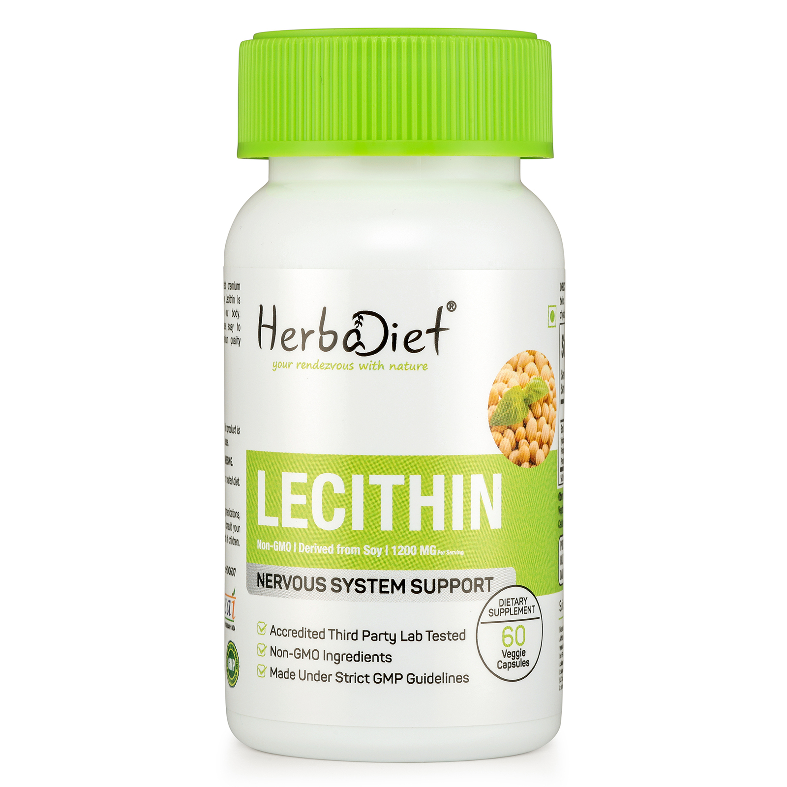 Lecithin 1200mg (per serving) Capsules Brain Health Memory Liver Support Diet