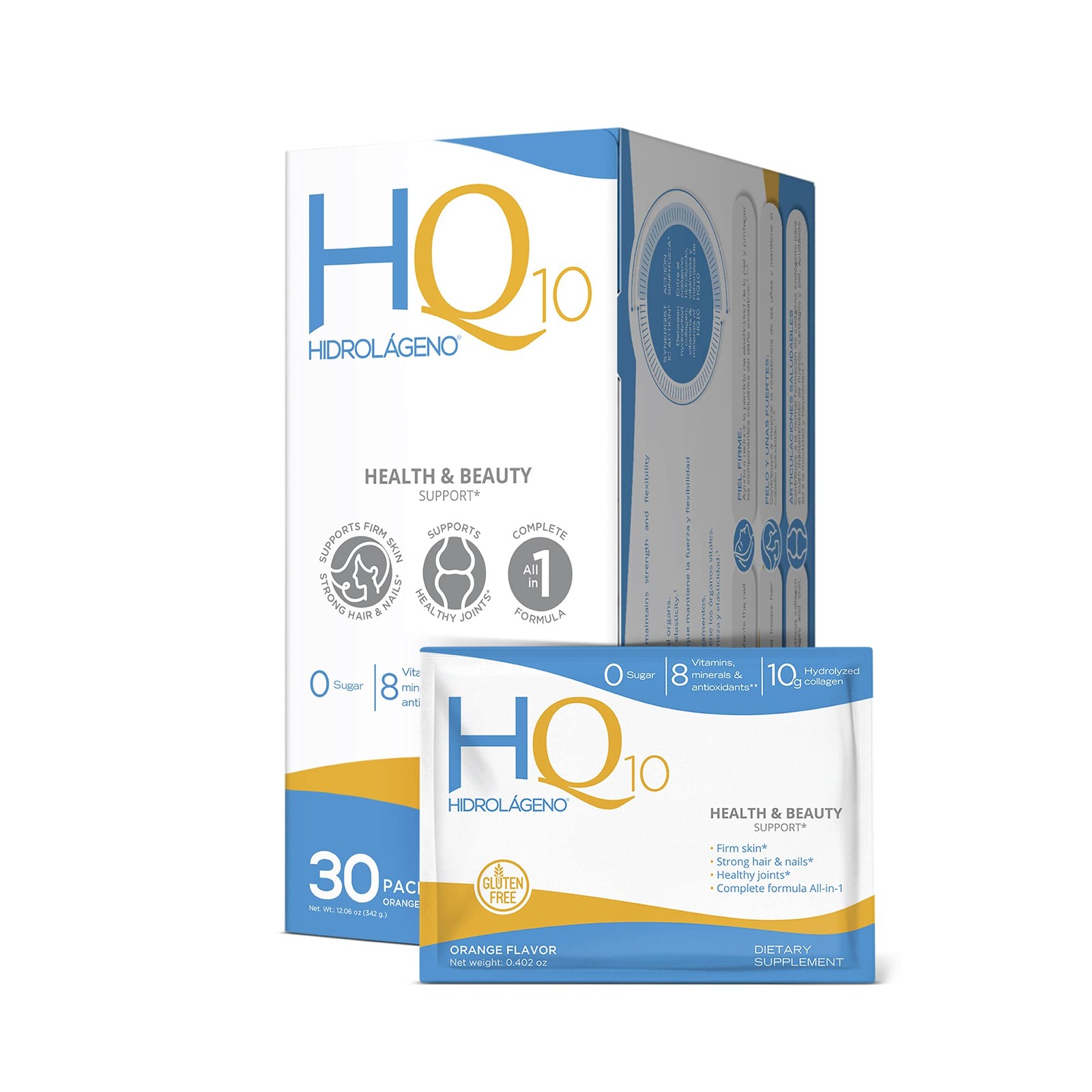 Hidrolageno Q10, Hydrolyzed Collagen, Vitamins, ZINC, Antioxidants, 30 sachet…