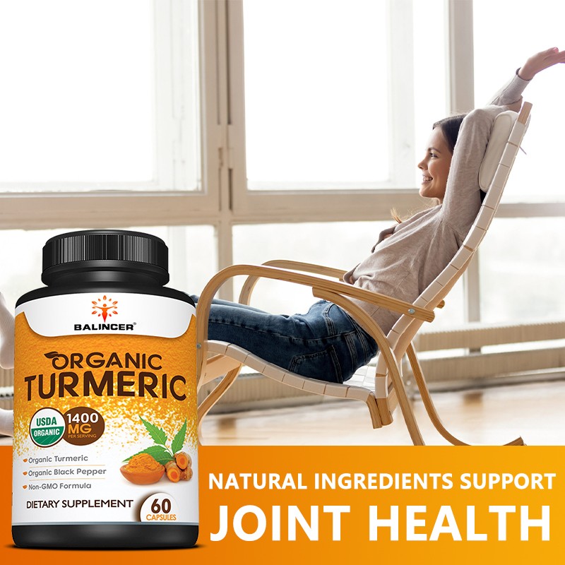 Organic Tumeric Root Curcumin 1340mg Plant-Based-Joint And Immune 30/60/120 Caps