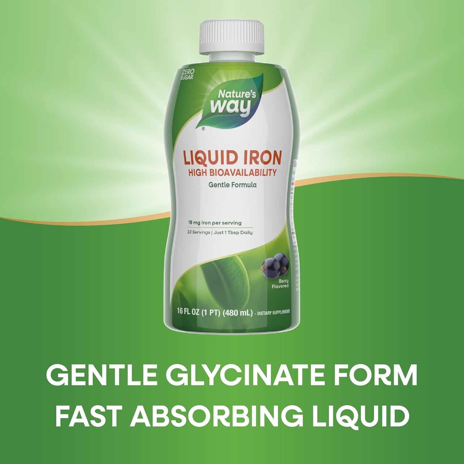 Replenish Your Energy with Liquid Iron, 100% Daily Value – Berry Flavor 16 Oz