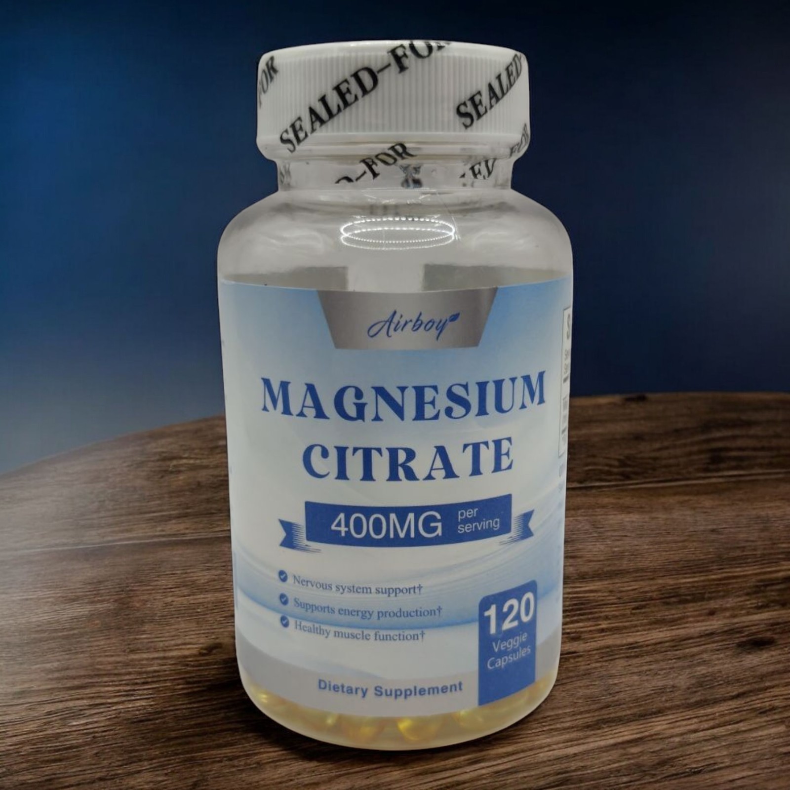 Airboy Magnesium Citrate 400mg 120 Capsules EXP 10/2026 Nervous System Muscle