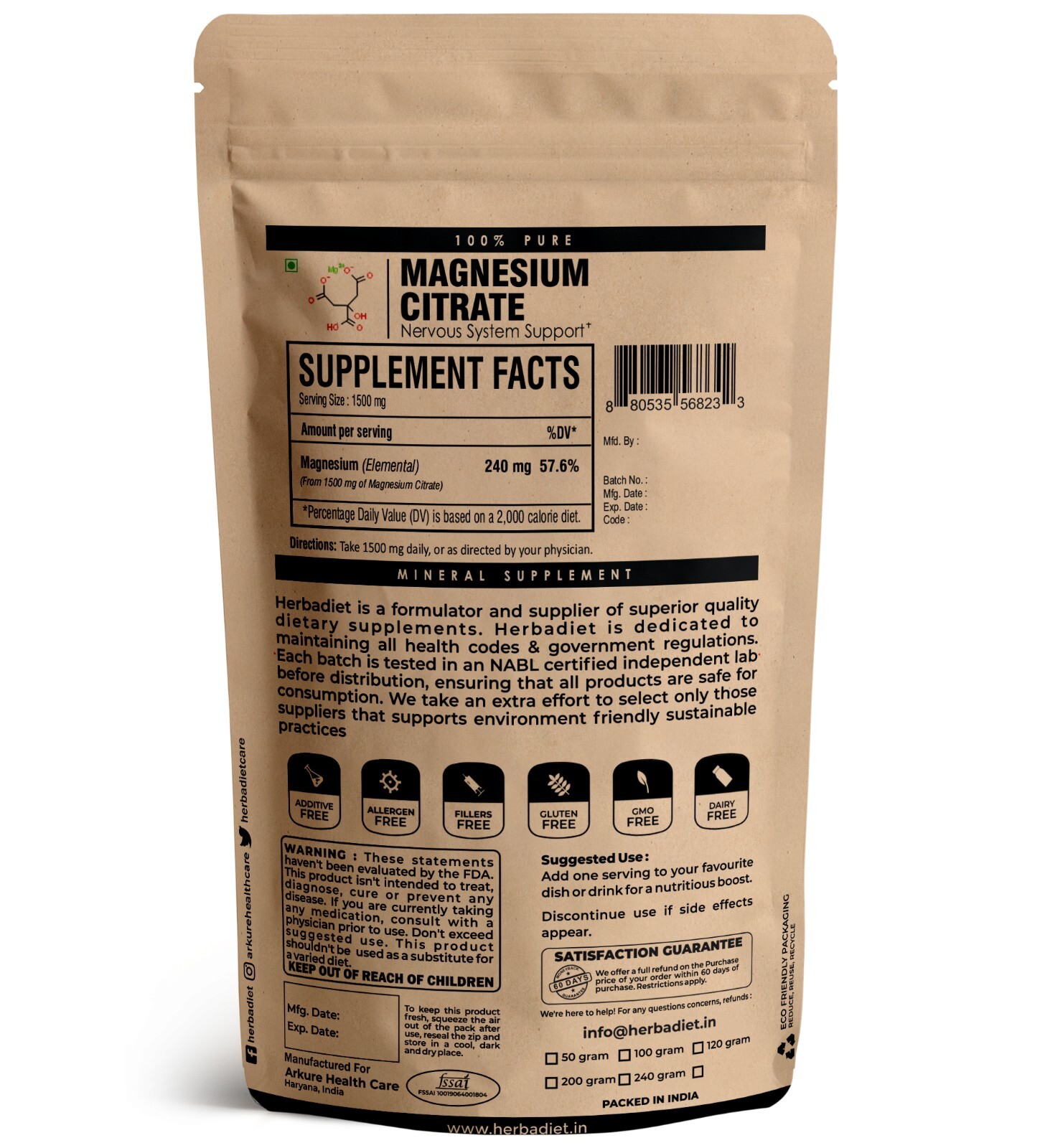 Magnesium Citrate Powder – Essential Mineral – Unflavored – Strong & Effective