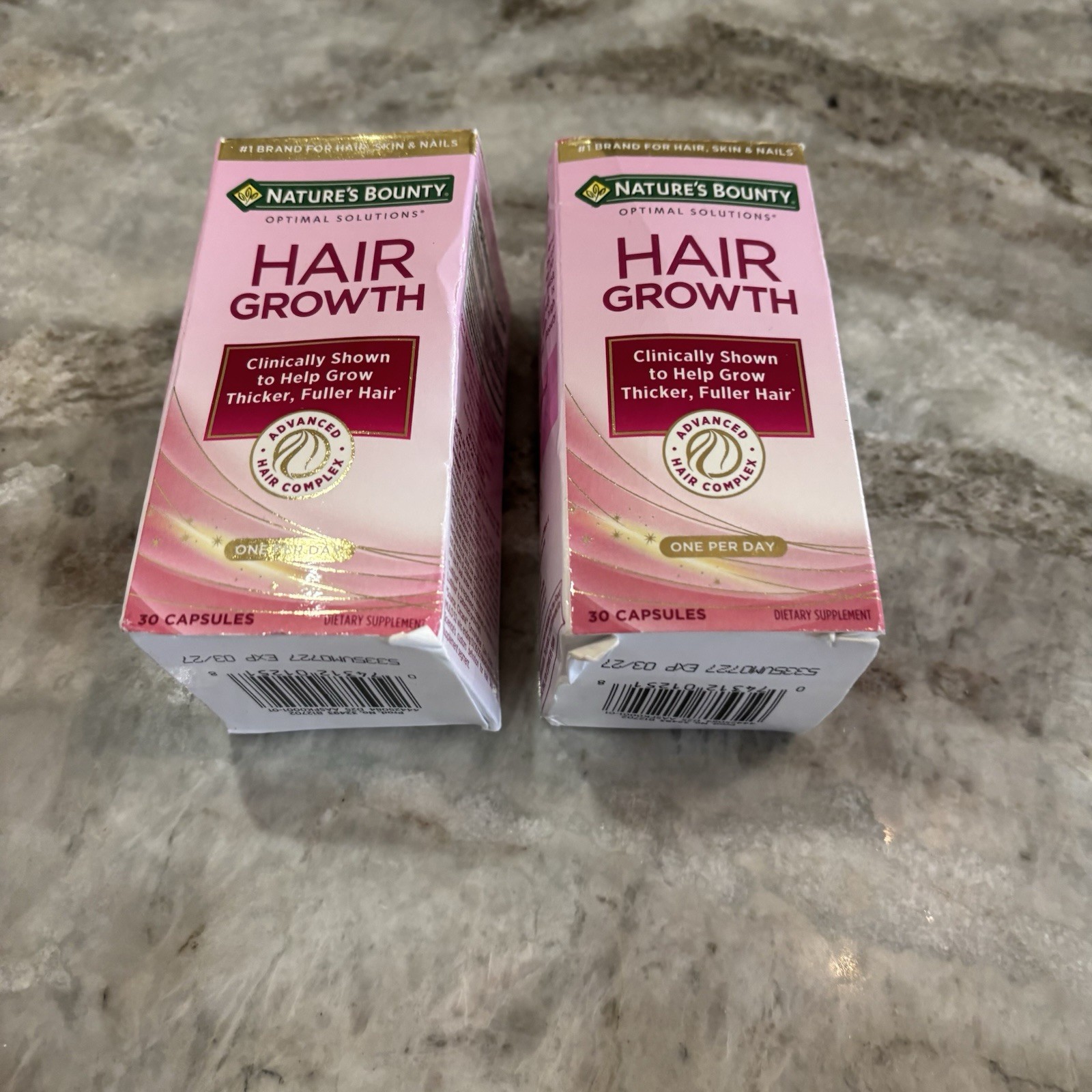 2 Pack Nature’s Bounty Hair Growth Supplement 60 Capsules, Exp. 03/2027