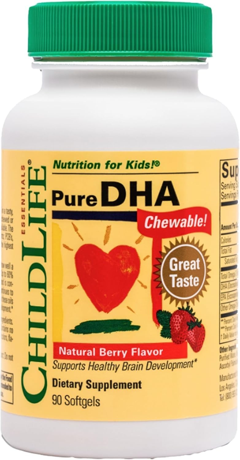 ChildLife Essentials Pure DHA 90 Chewable Softgels Berry 6 Pack Total 540 CT