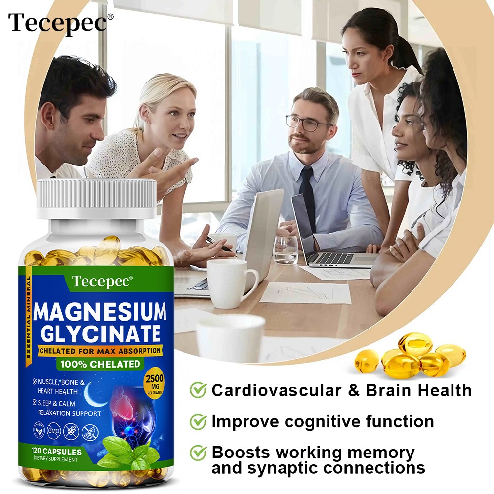 Magnesium Glycinate 2500mg Support Healthy Brain Muscle Joint 30/60/120 Capsules