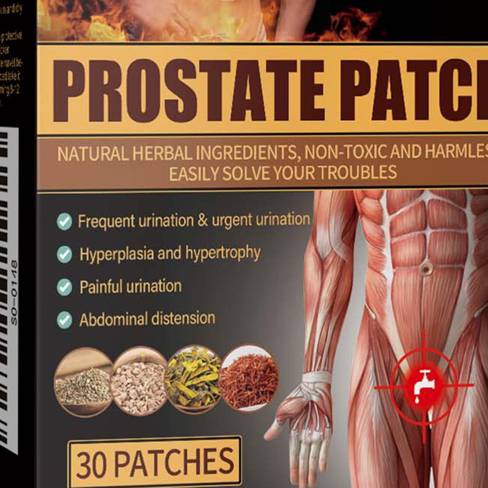 30 Pieces Men’s Prostate Care Patch，Natural Urinary Strength Daily Support