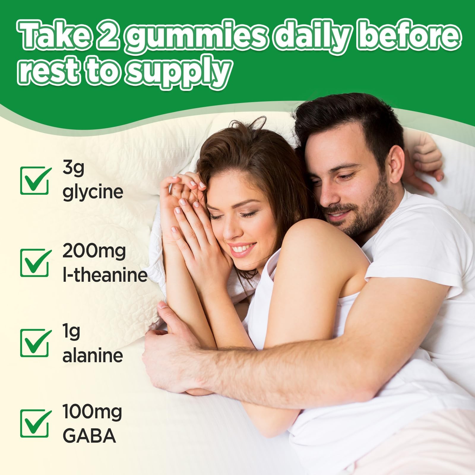 Glycine 3g Gummies, with L Alanine 1000 mg, L Theanine, 1 Count (Pack of 60)