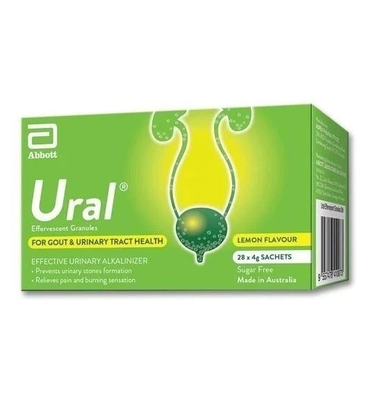 New Abbott Ural Effervescent Granules Urine Alkalinizer 4g x 28 Sachets Relief