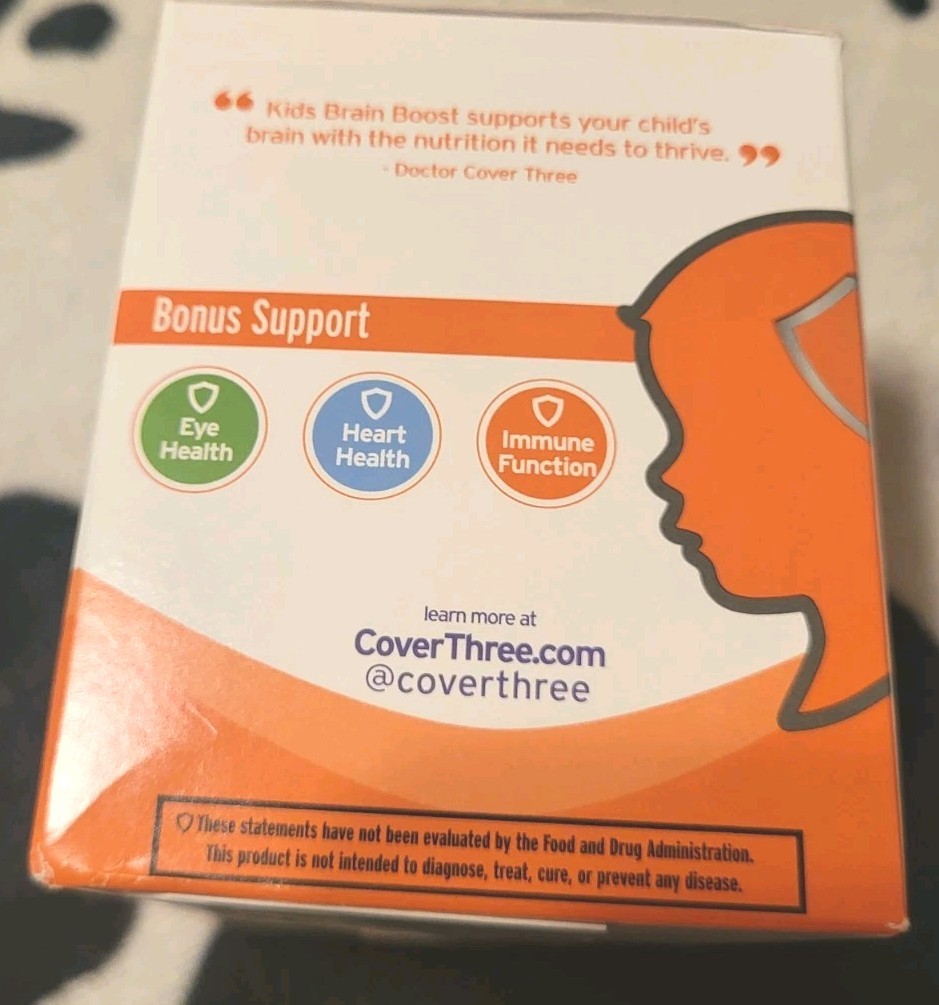 Cover Three Kids Brain Supplement Omega-3 DHA Fish Oil Focus 20 Pouches