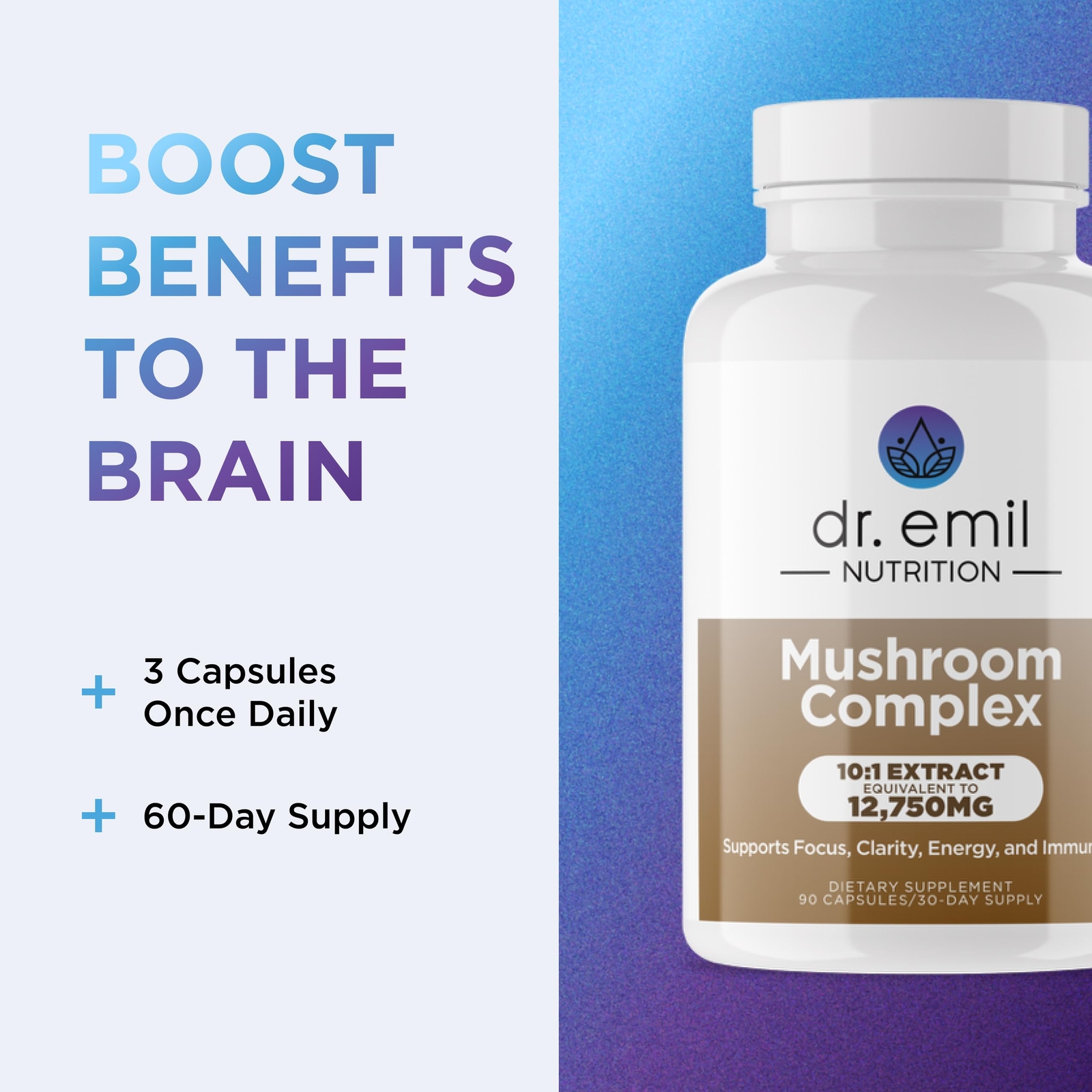 DR. EMIL NUTRITION 10 Mushroom Supplement for Mental Clarity Focus & Immune S…