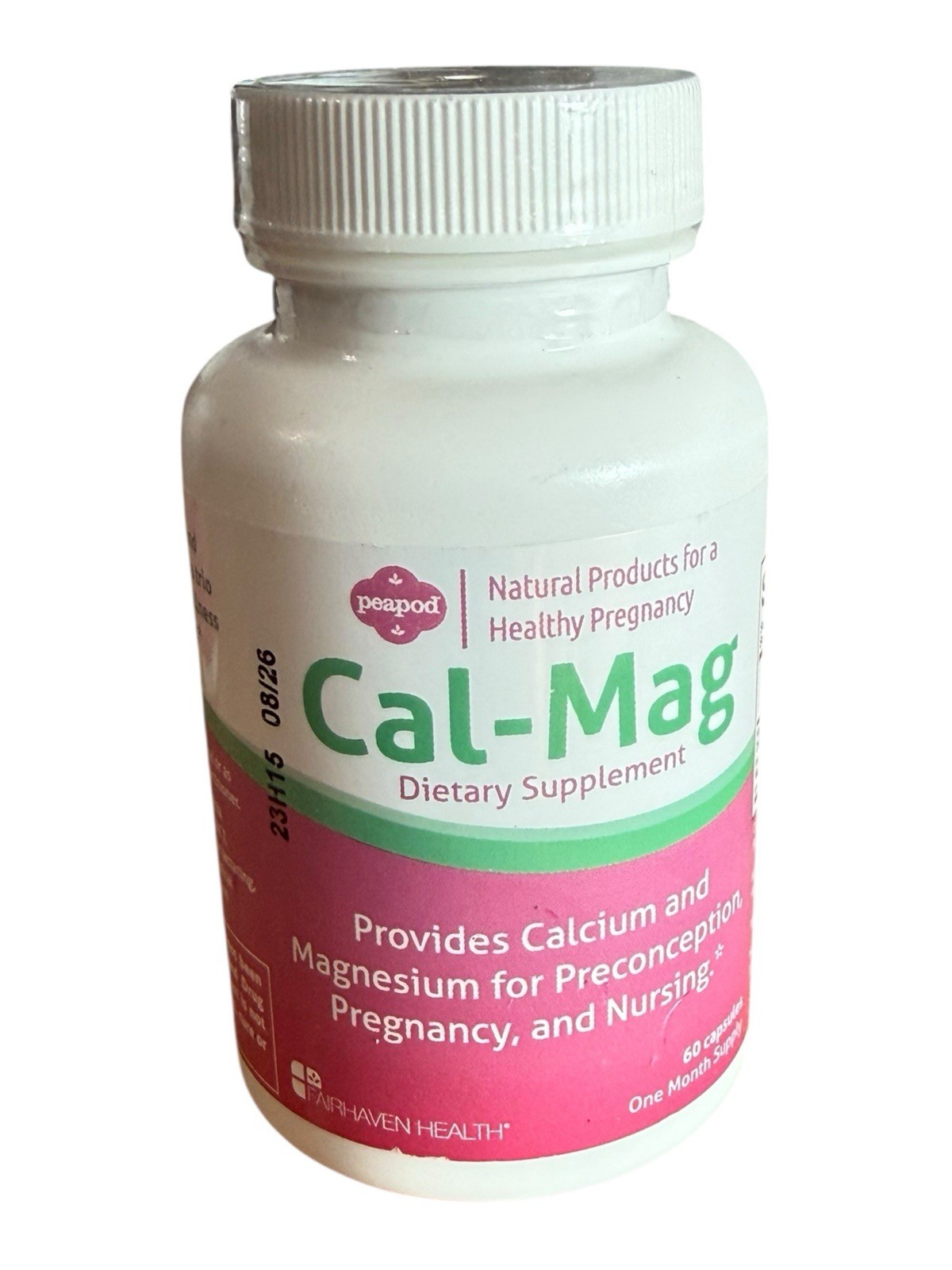 2x Peapod Cal-Mag Dietary Supplement – Two x 60 Capsules (120 Total) Ex: 8/26