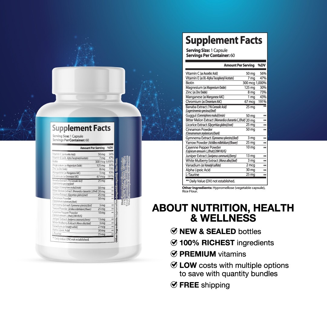Hyperton Caps- Cardiovascular Health, Blood Pressure & Sugar Support- 3 Bottles