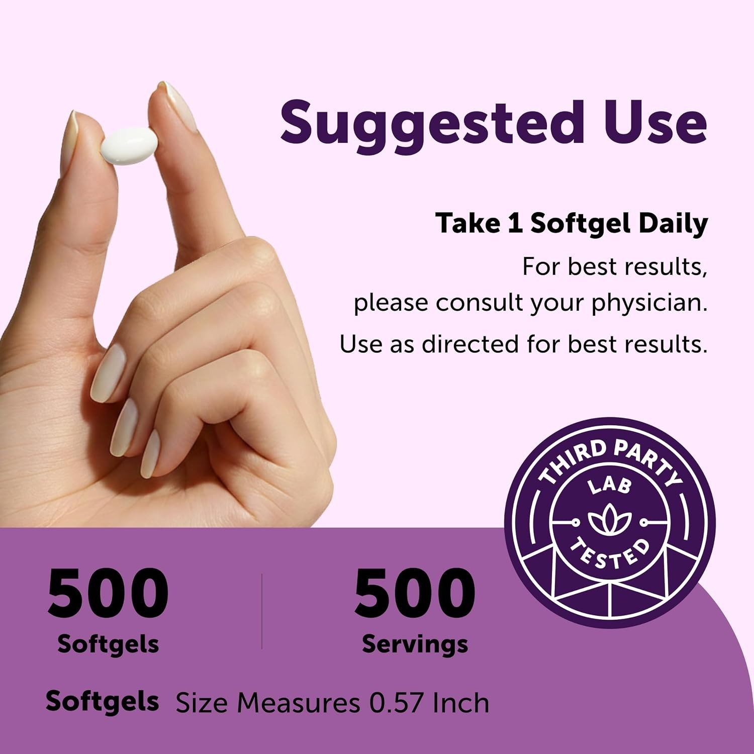 200 mcg Selenium Supplements with Coconut Oil – 500 Softgels for Daily Wellness