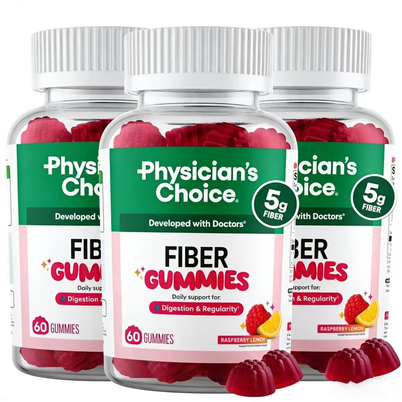 Physician’s Choice Fiber Gummies to Support Digestive Health & Regularity – Rasp