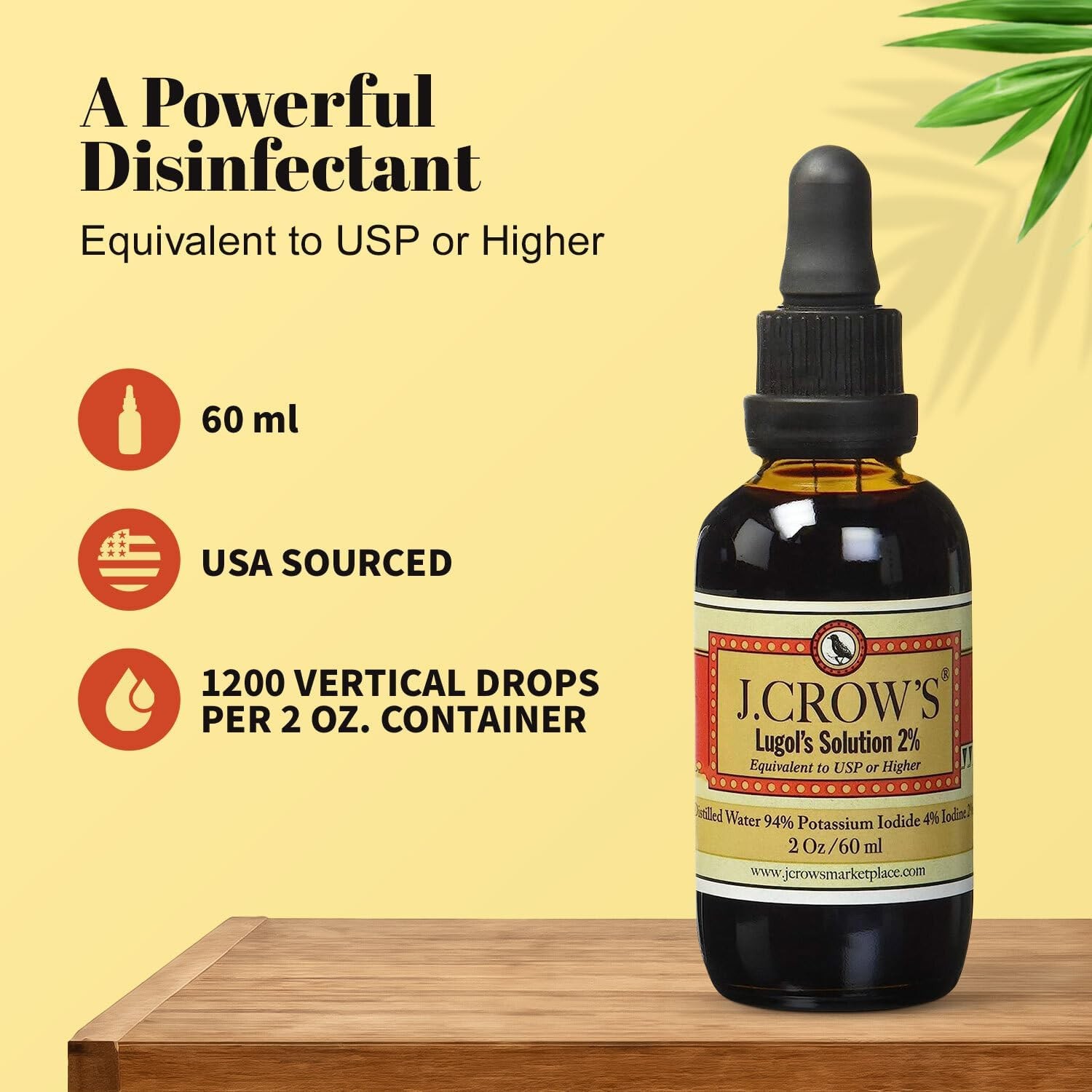 (6-Pack) J.CROW’S Lugol’s Solution Iodine 2 Percent, High Potency Drops for