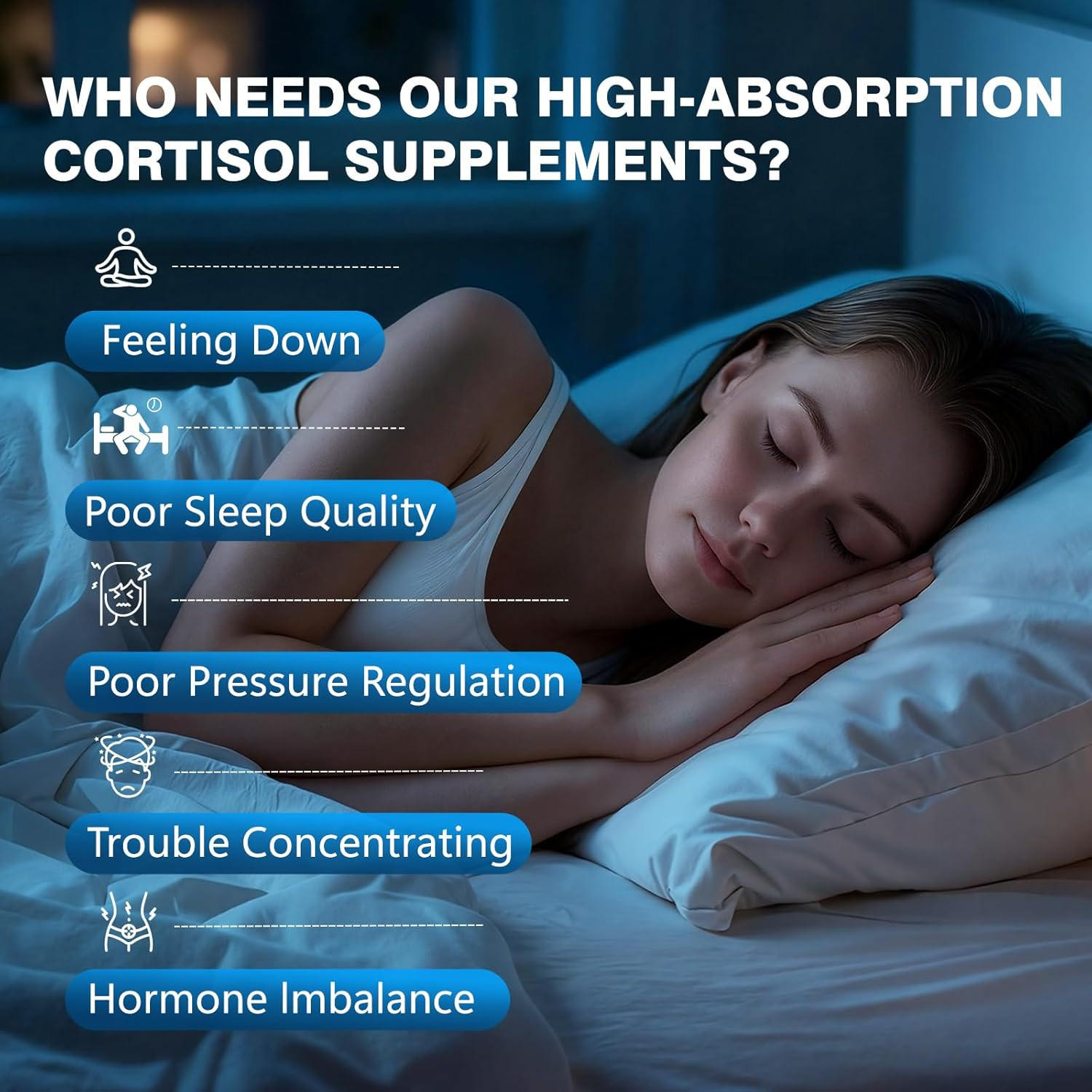 Cortisol Supplements for Women & Men – 15-in-1 Cortisol Reducer Manager Lower w/