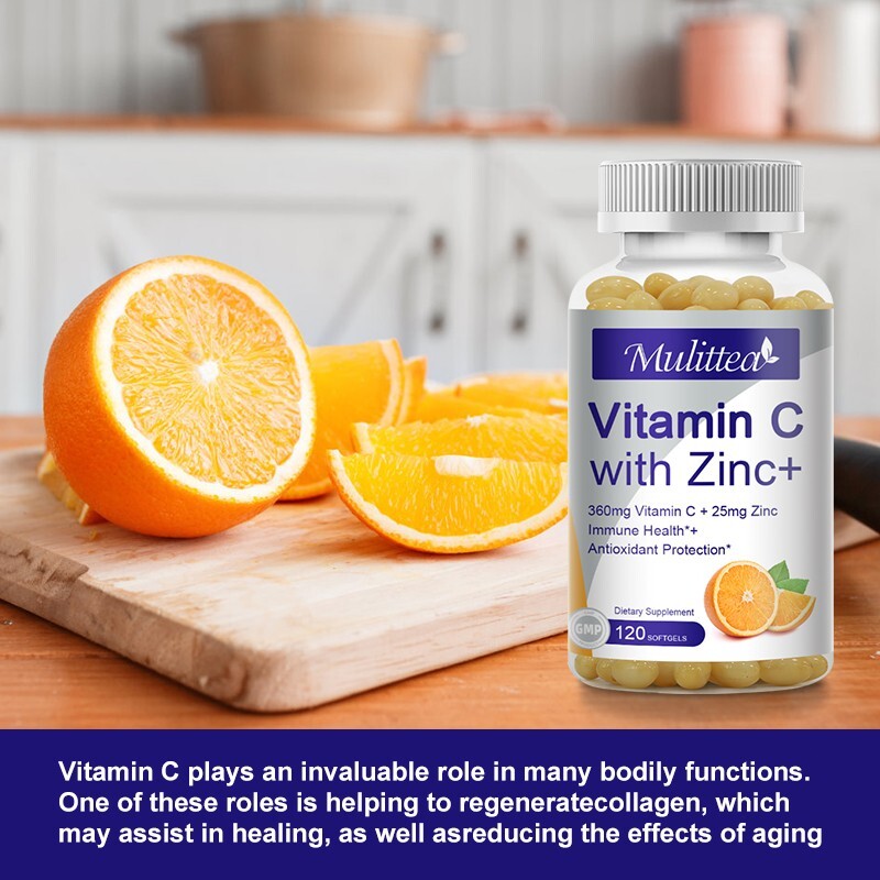 Vitamin C 120 Capsules Plus Zinc For Immune System Antioxidant Daily Supplement
