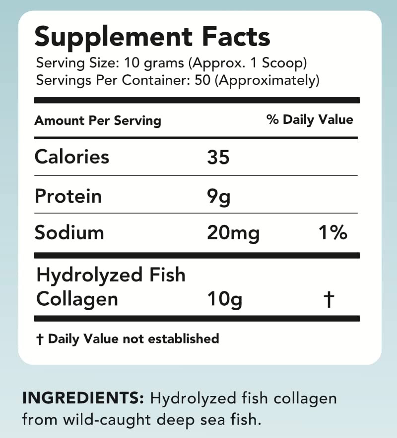 Marine Collagen Powder 17.6 Oz. Wild-Caught Hydrolyzed Fish Collagen Peptides