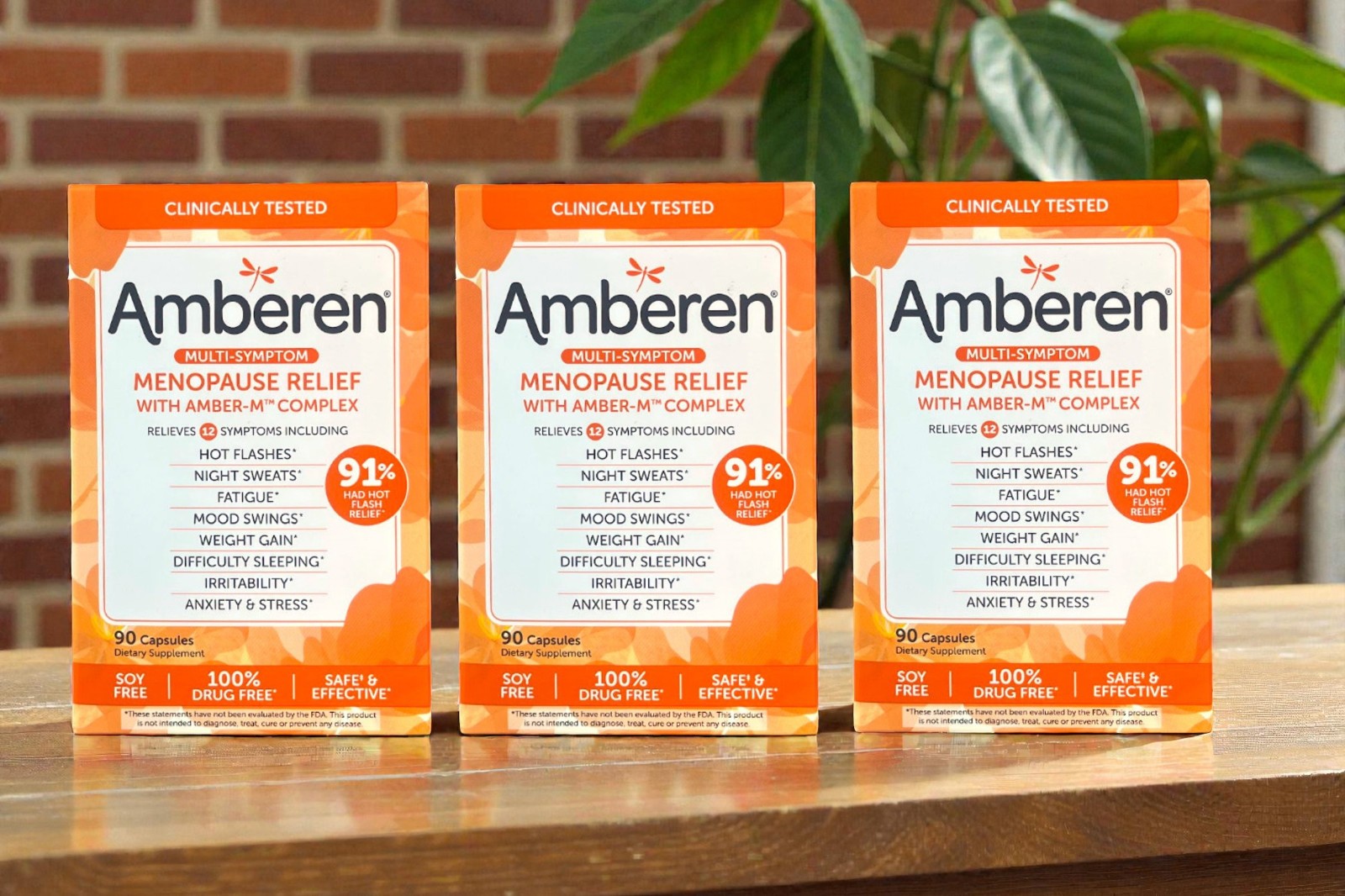 (3 Pack) Amberen Advanced Menopause Relief with Amber M Complex 90 Capsules
