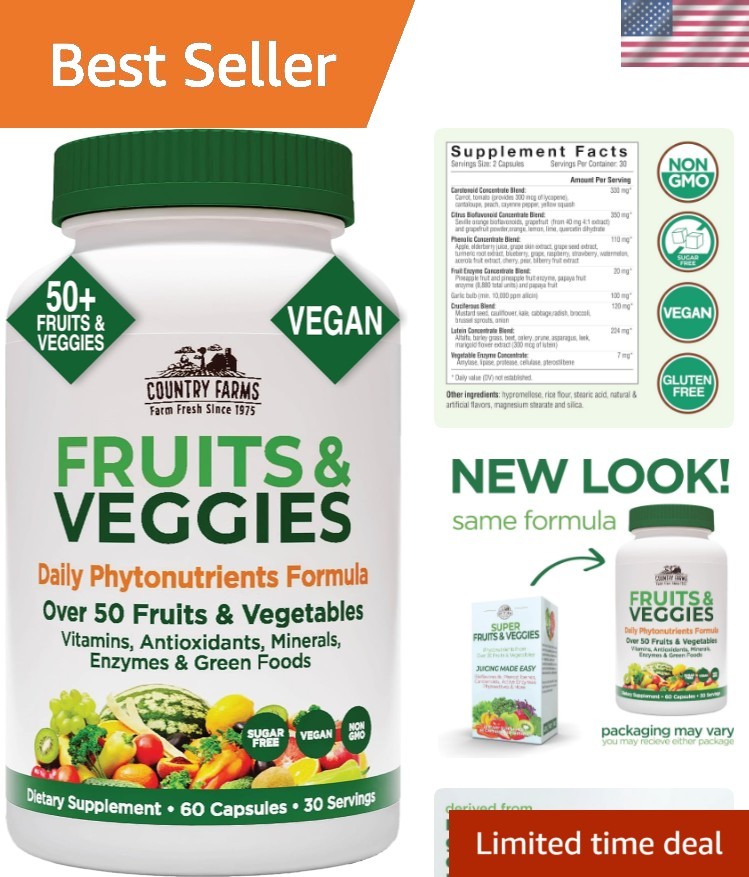 Country Farms Super Fruits & Veggies Capsules – 30 Superfoods for Vitality