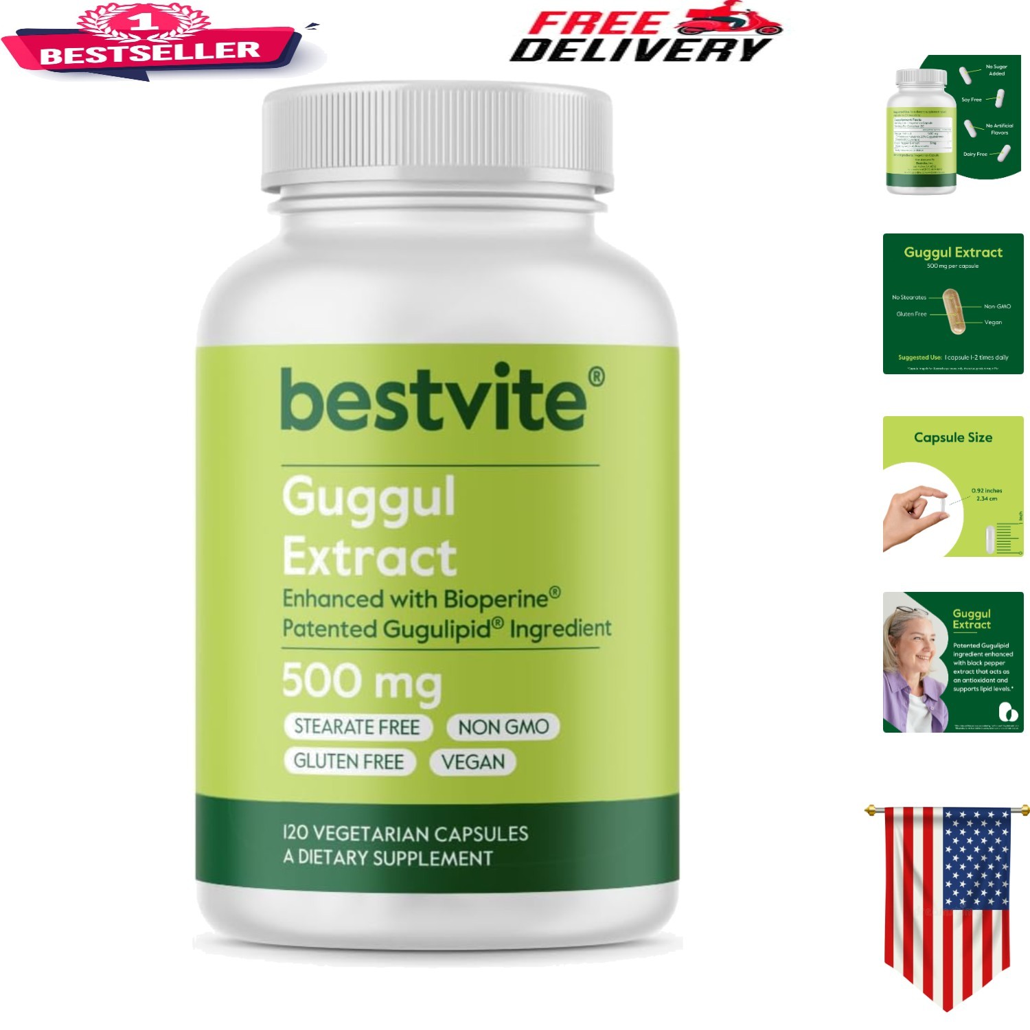 Metabolic Support Guggul Extract 500mg – 120 Vegetarian Capsules, Gluten-Free