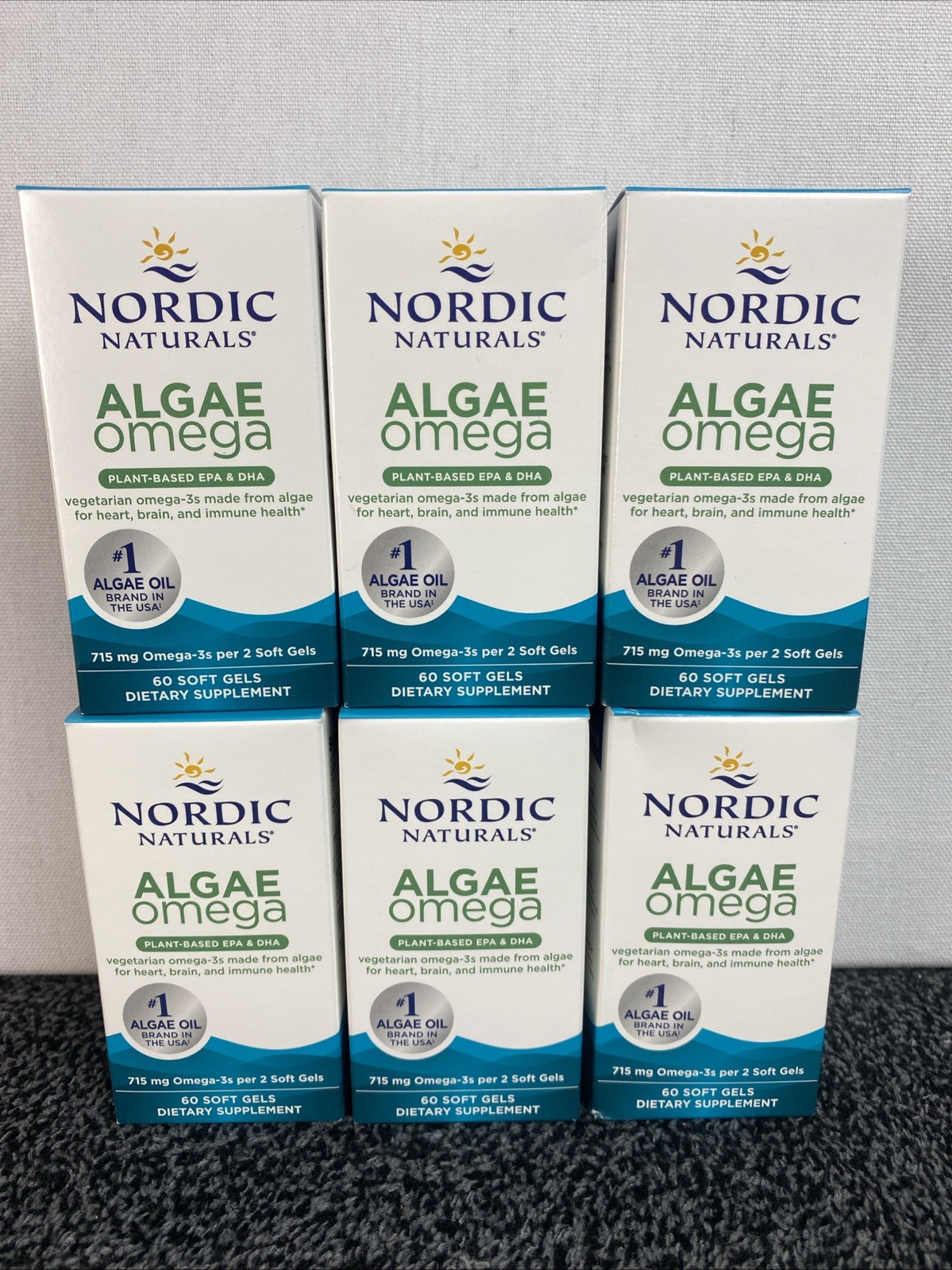 6 Pack Nordic Naturals Algae Omega 60 Soft Gels Exp 10/28 715mg Vegan